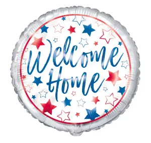 18" Welcome Home Red Blue Stars Foil Balloon