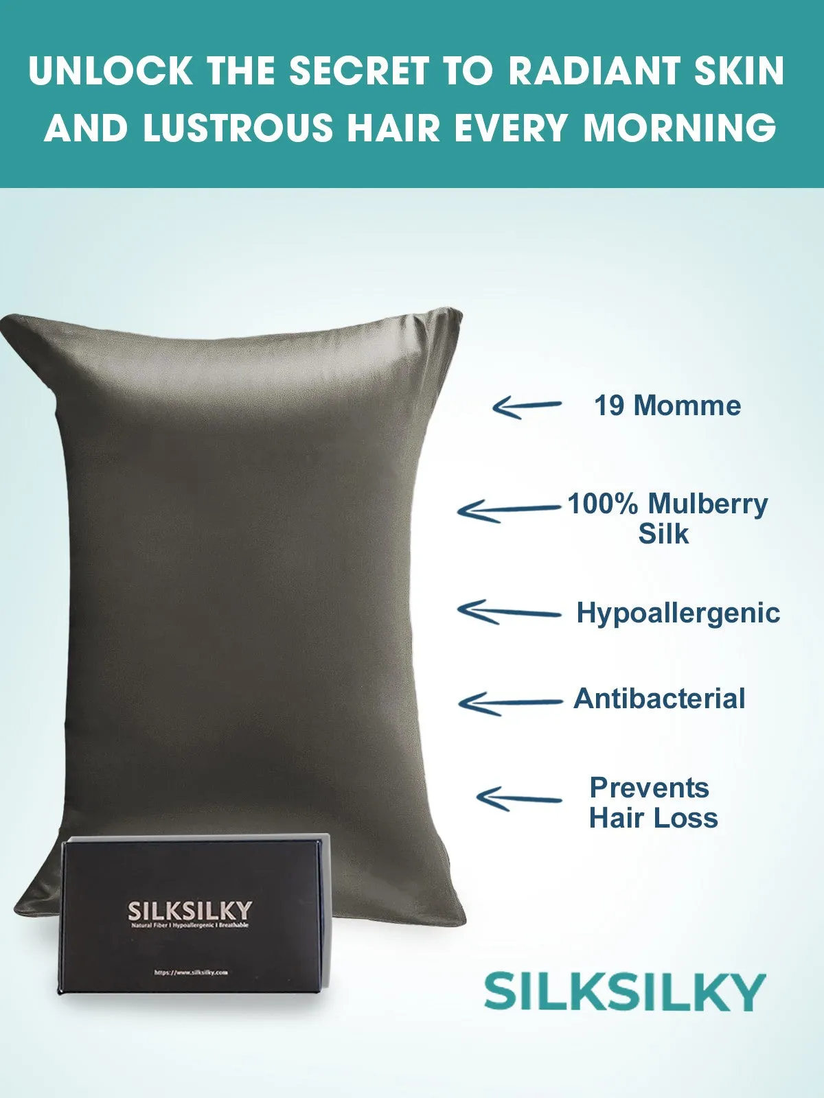 19Momme 100% Mulberry Silk Pillowcase - Envelope Closure