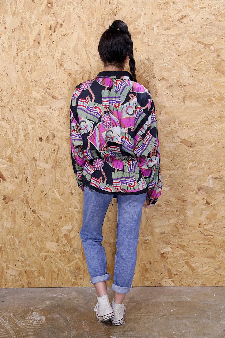 90's Abstract Print Windbreaker