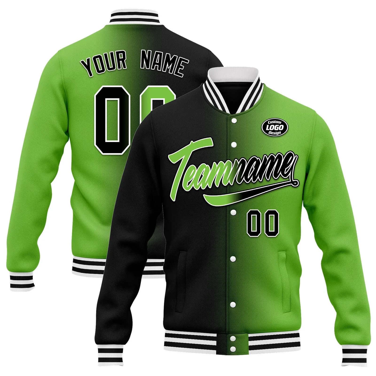 Custom Gradient Fashion Jacket Bomber Full-Snap Varsity Letterman Personalized Jacket FZ005-D028016-26