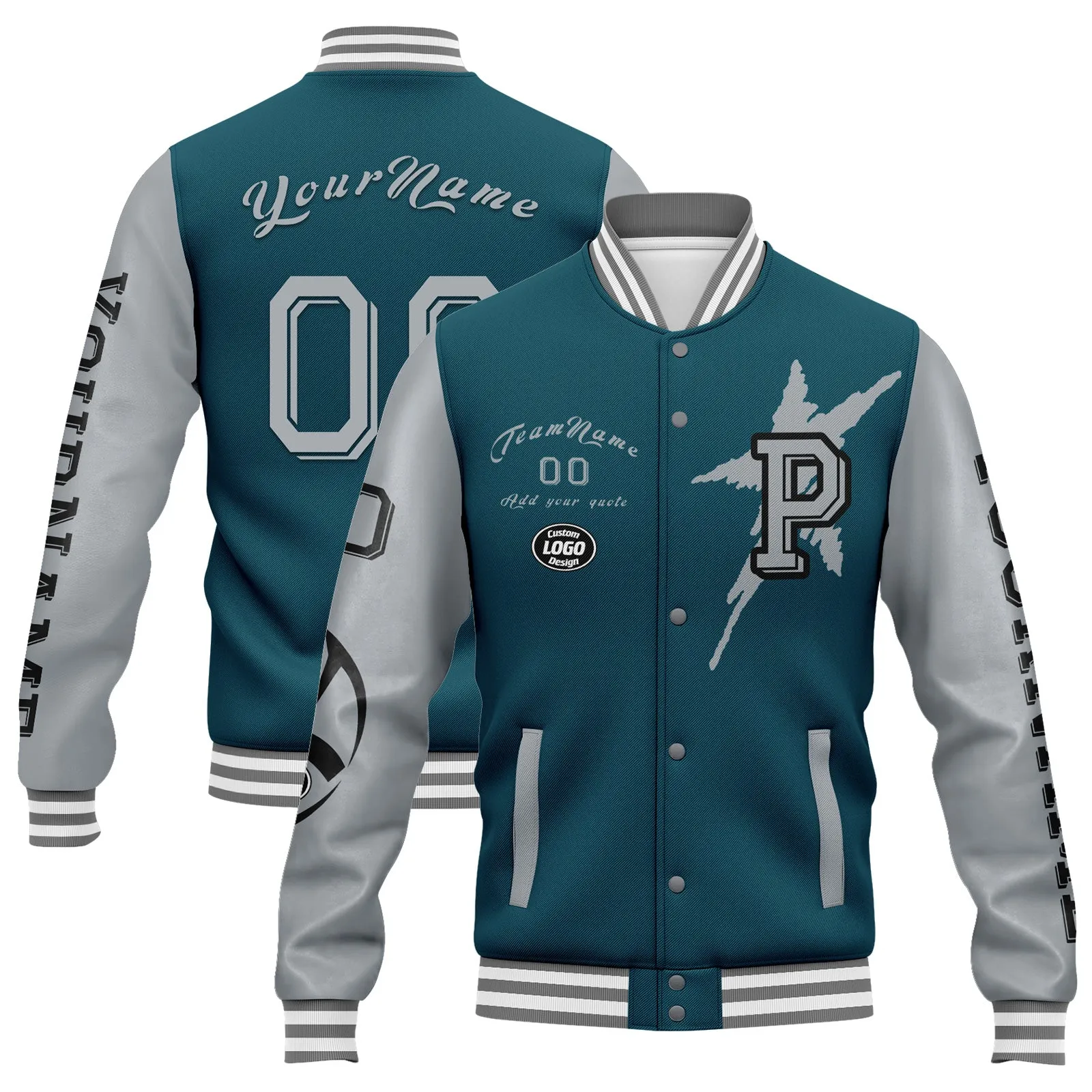 Custom Green Gray Black Philadelphia Jacket and Sports Shoes Combo Offer Personalized Combo ZH-D020294-23