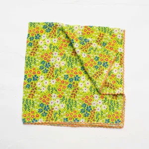 Ditsy Wildflower Print Square Scarf in Lime