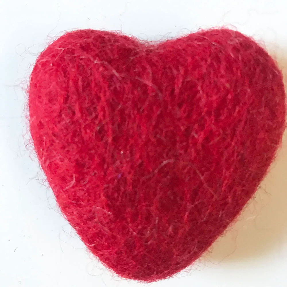 Felt Hearts Bright Red