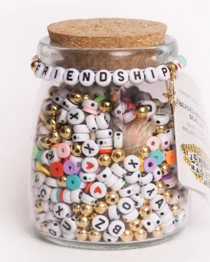 FRIENDSHIP Round Letter with Multicolor Heishi and Starburst Charm DIY Bead Jar