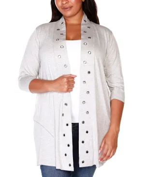 Large size Duster cardigan with Belldini eyelet trim