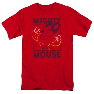 Mighy Mouse Break the Box Mens T Shirt Red