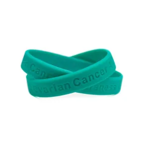 Ovarian Cancer Awareness Teal Rubber Bracelet Wristband - Adult 8"