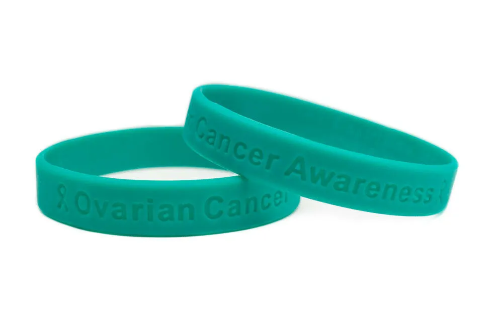 Ovarian Cancer Awareness Teal Rubber Bracelet Wristband - Adult 8"