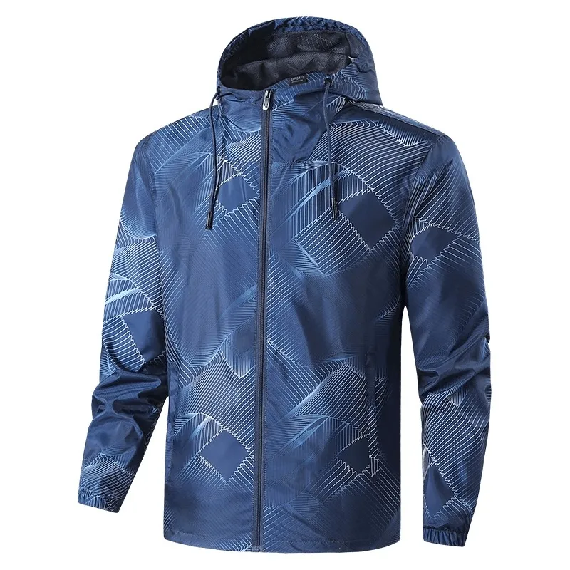 Printed Lightweight Men's Windbreaker Jacket with Hood - SF1946