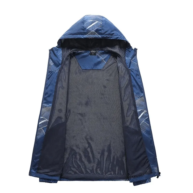 Printed Lightweight Men's Windbreaker Jacket with Hood - SF1946