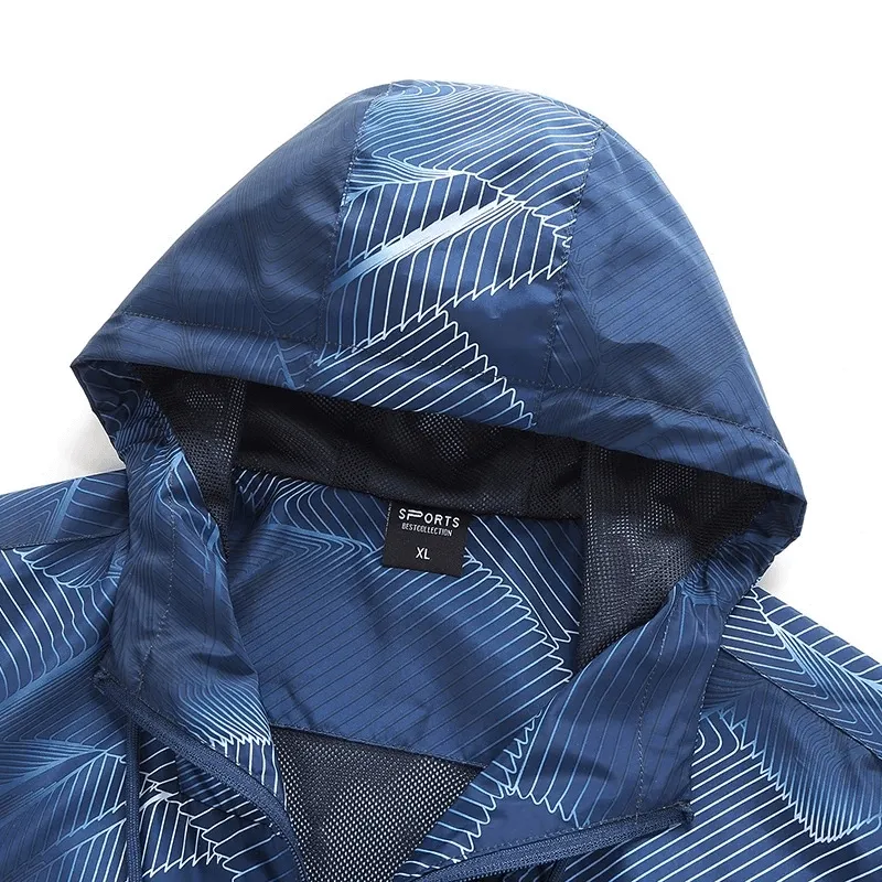 Printed Lightweight Men's Windbreaker Jacket with Hood - SF1946