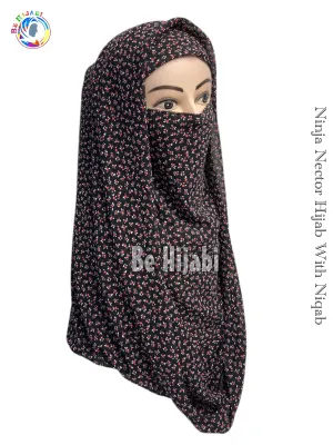 Printed Ninja Nector Hijab With Niqab Design 62