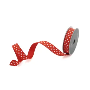 Red Spirited Stars Ribbon, 1" X 10YD