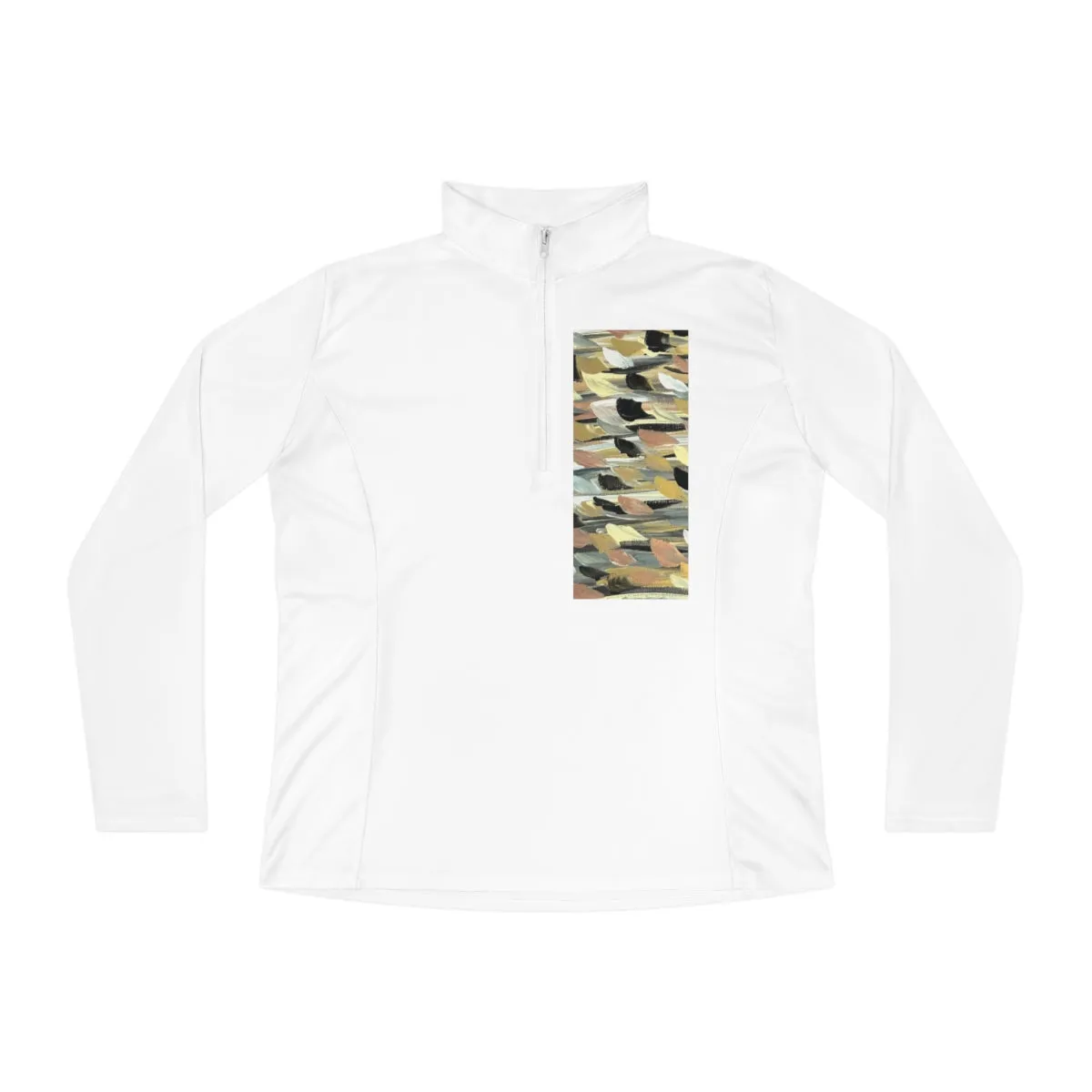 Rose Gold Brushstrokes -Ladies Quarter-Zip Pullover