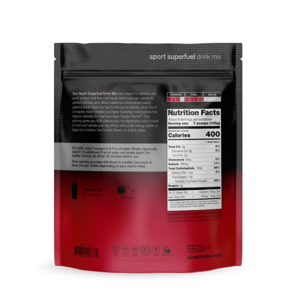 Skratch Labs Sports Superfuel Drink Mix Resealable Pouch 840g