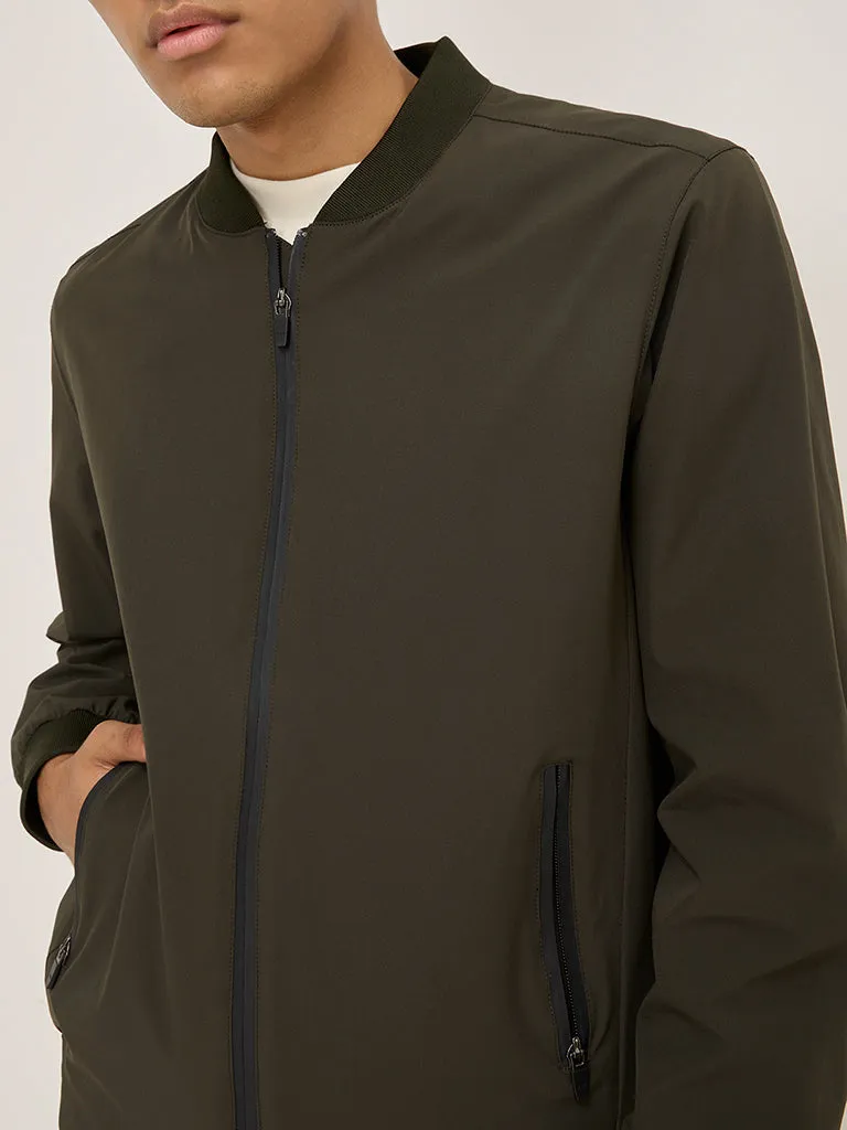 Studiofit Olive Solid Relaxed-Fit Jacket