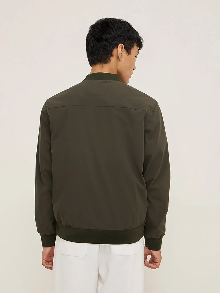 Studiofit Olive Solid Relaxed-Fit Jacket