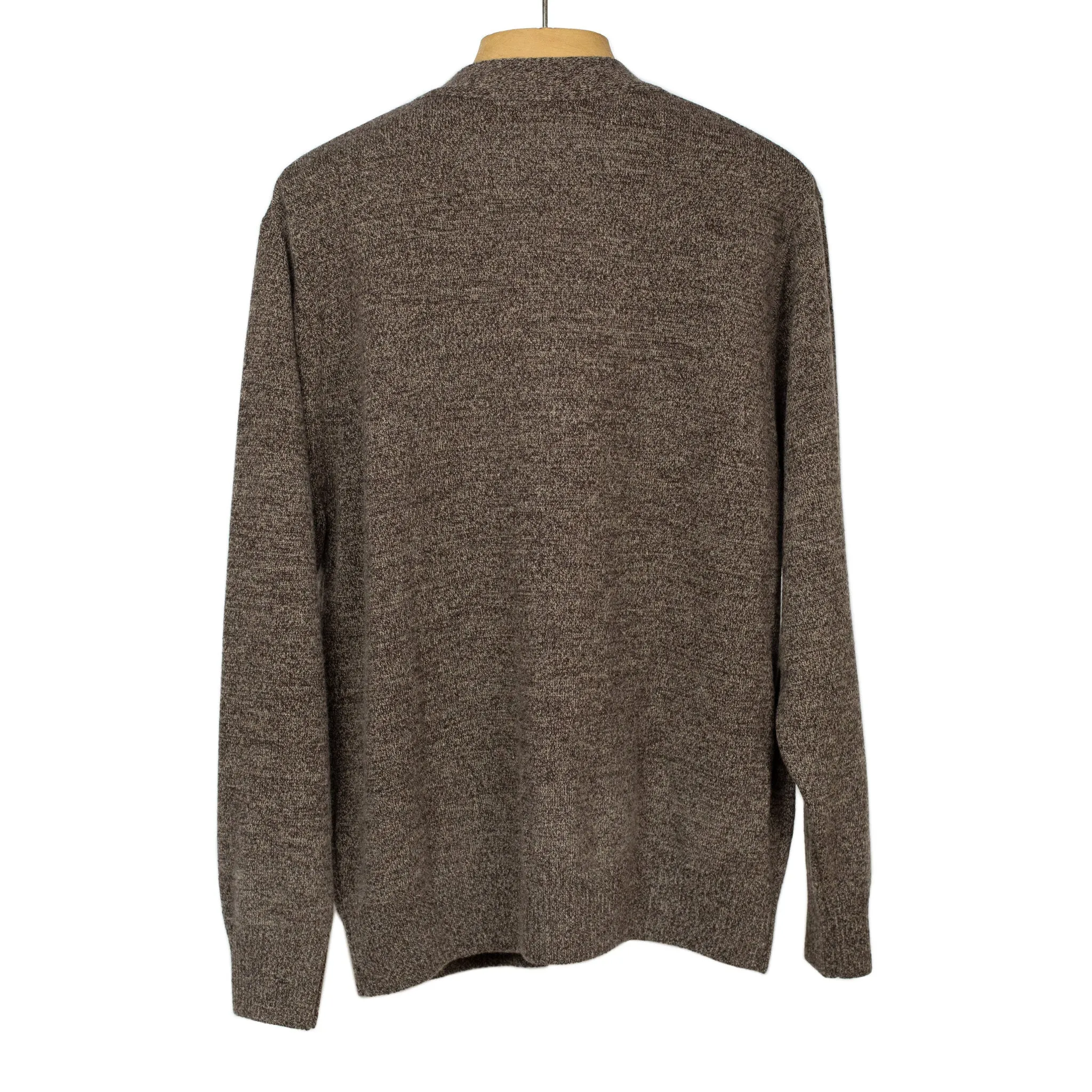 V-neck cardigan in brown melange pure cashmere