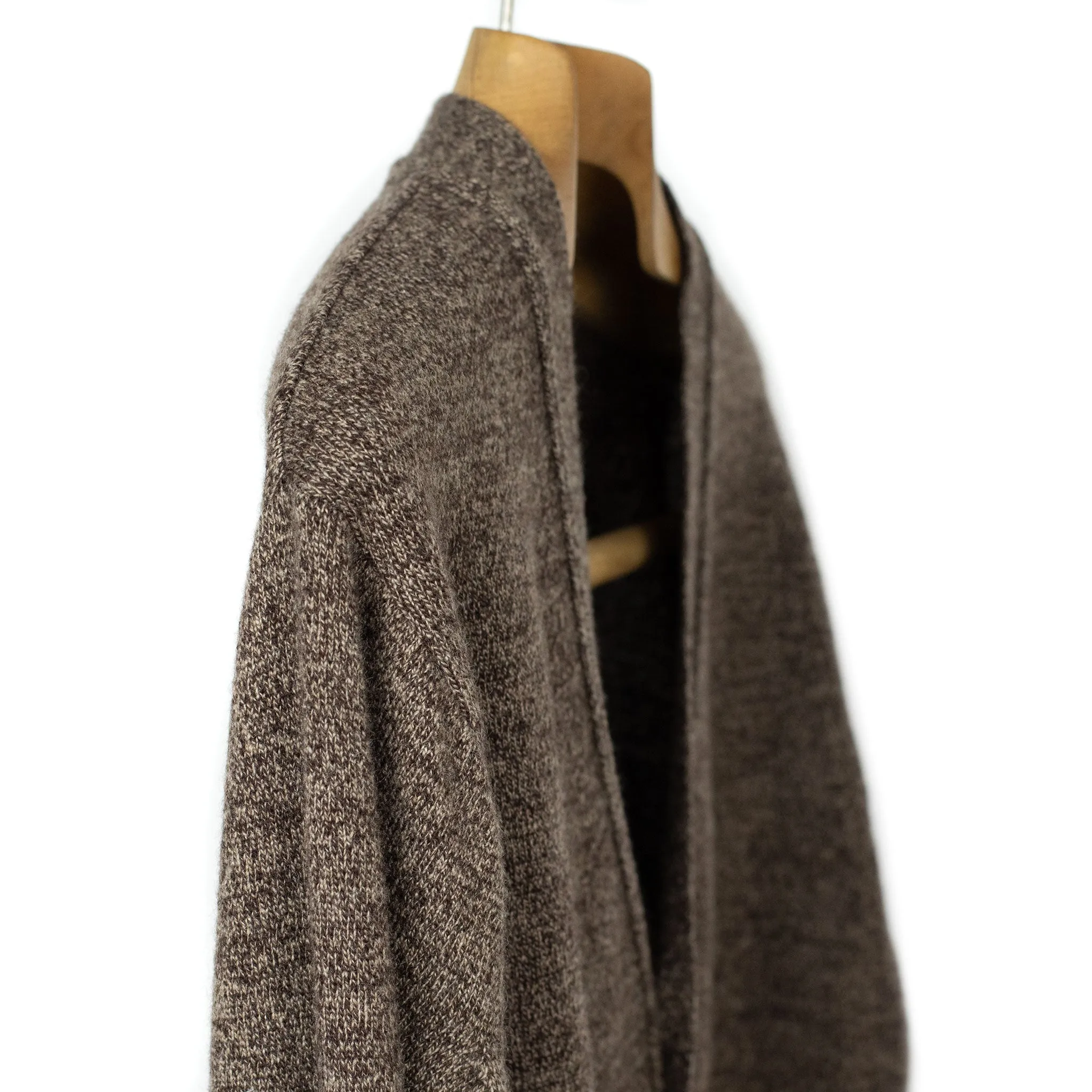 V-neck cardigan in brown melange pure cashmere