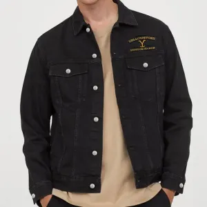 Yellowstone Dutton Ranch Denim Black Jacket